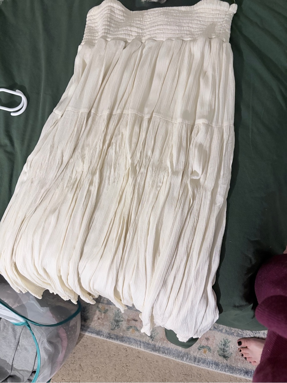 Japna Cream Smocked Waist Maxi Skirt!